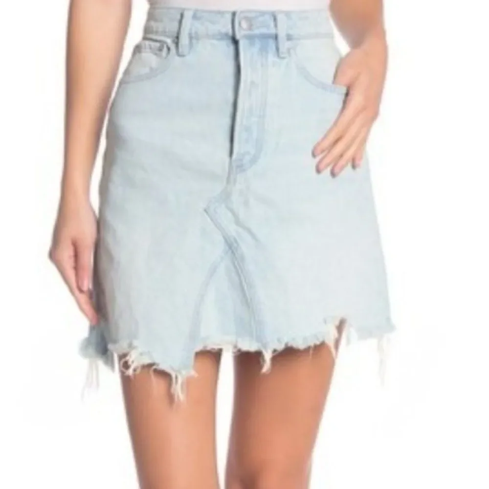 Free People Washed Denim Mini Skirt